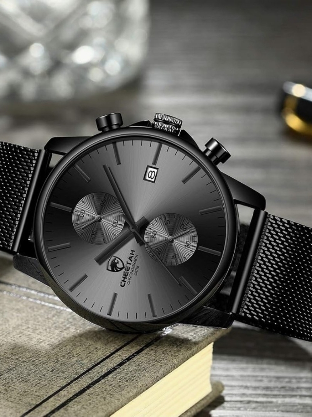 Cheetah All-Black Chronograph Mesh Men's Watch